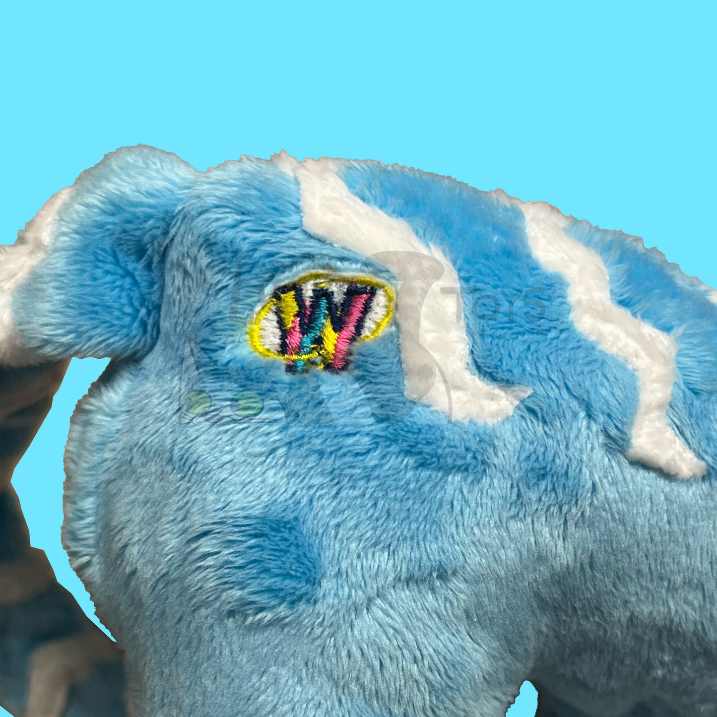 "20 Year Tiger" Webkinz Inspired Plush Blue and White Tiger with Rainbow Whiskers (Ships in 2-4 weeks)
