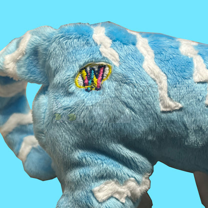 "20 Year Tiger" Webkinz Inspired Plush Blue and White Tiger with Rainbow Whiskers