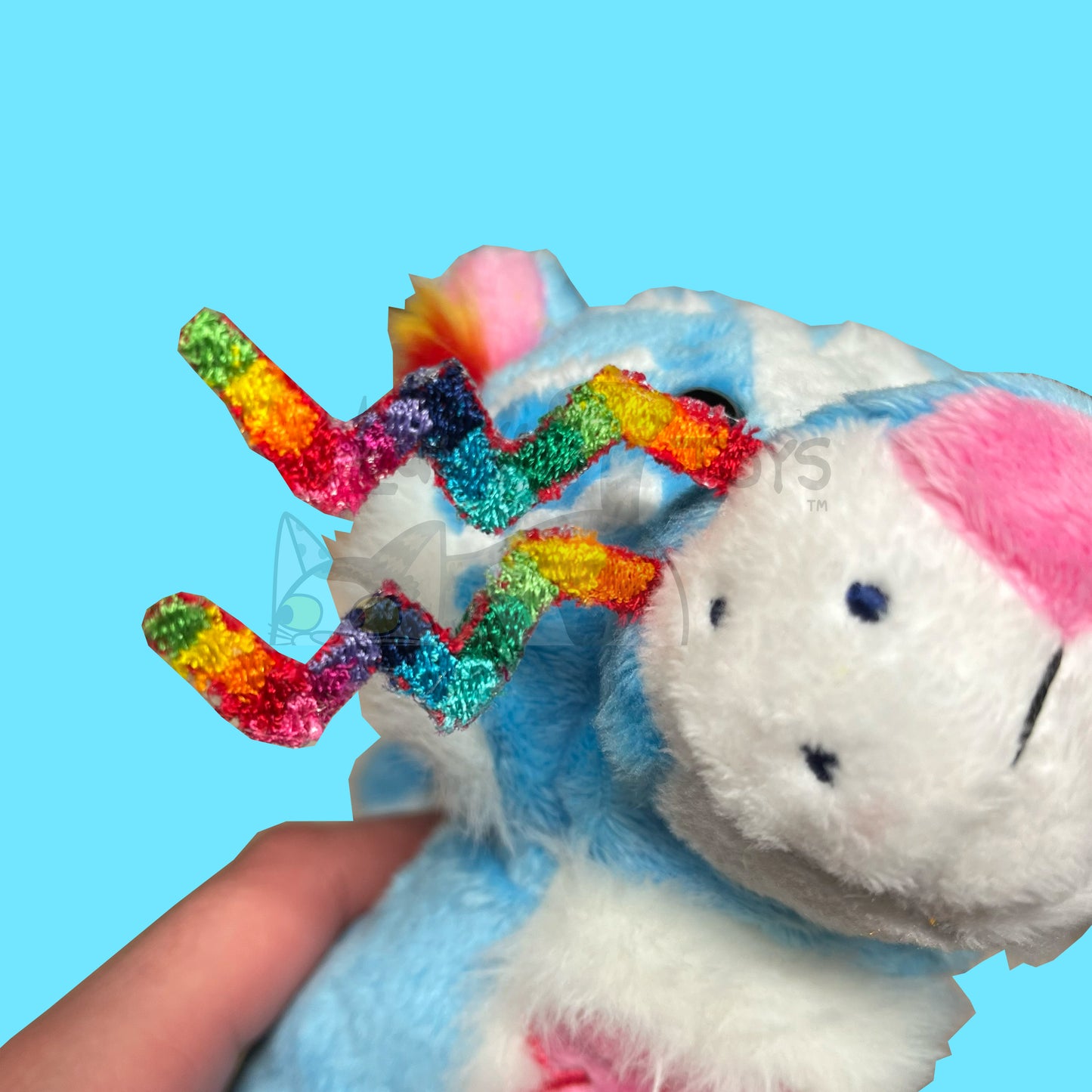 "20 Year Tiger" Webkinz Inspired Plush Blue and White Tiger with Rainbow Whiskers