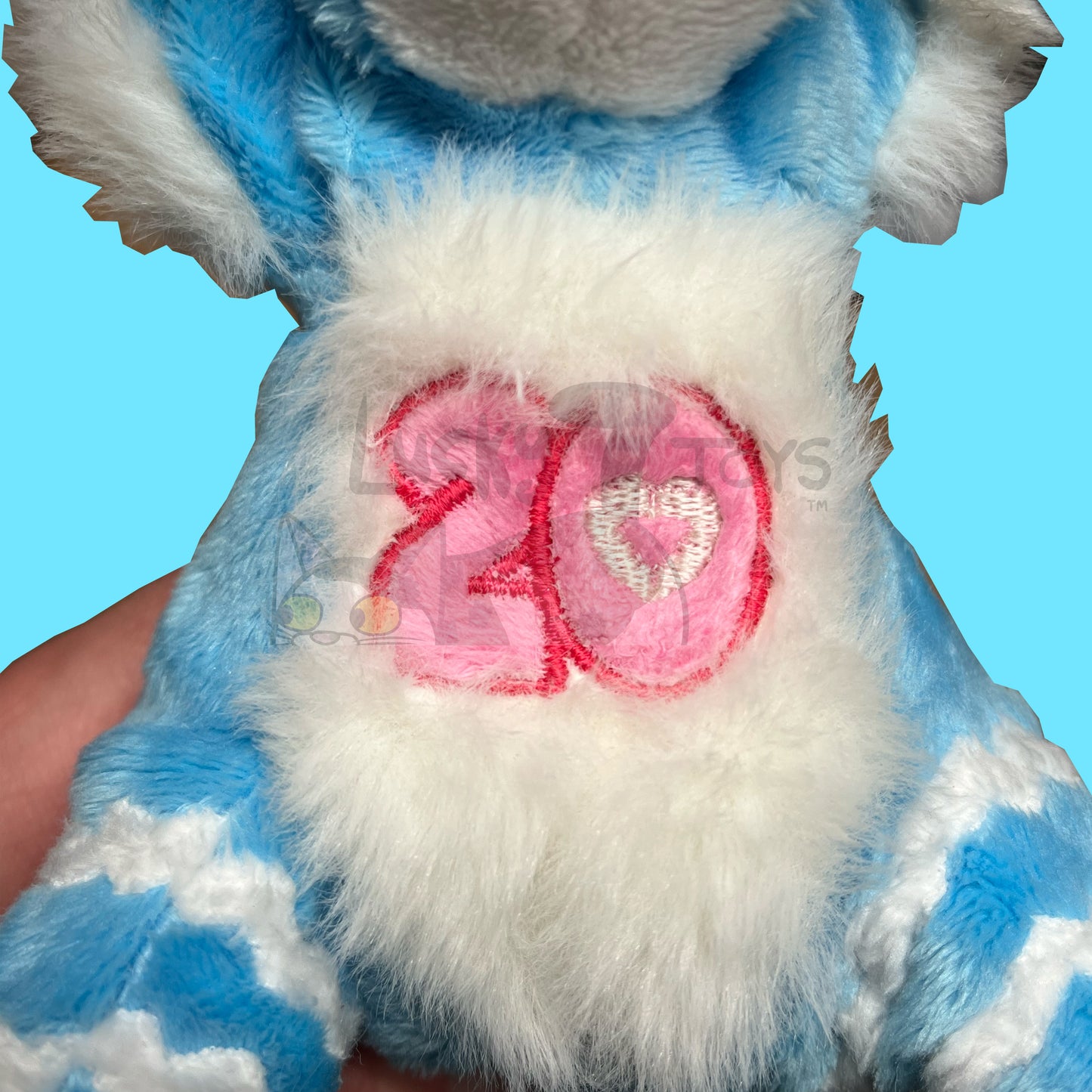 "20 Year Tiger" Webkinz Inspired Plush Blue and White Tiger with Rainbow Whiskers
