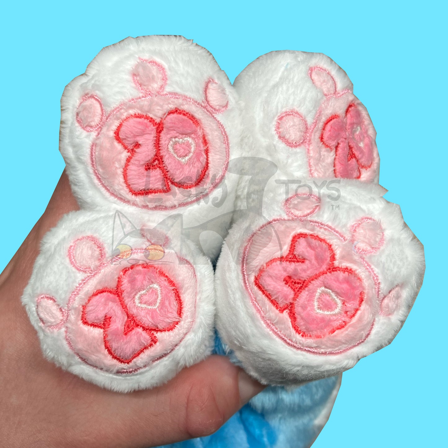 "20 Year Tiger" Webkinz Inspired Plush Blue and White Tiger with Rainbow Whiskers