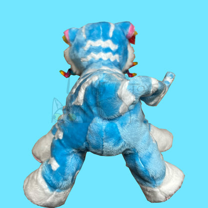 "20 Year Tiger" Webkinz Inspired Plush Blue and White Tiger with Rainbow Whiskers