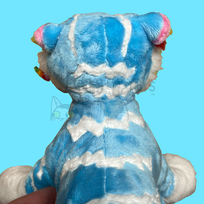 "20 Year Tiger" Webkinz Inspired Plush Blue and White Tiger with Rainbow Whiskers