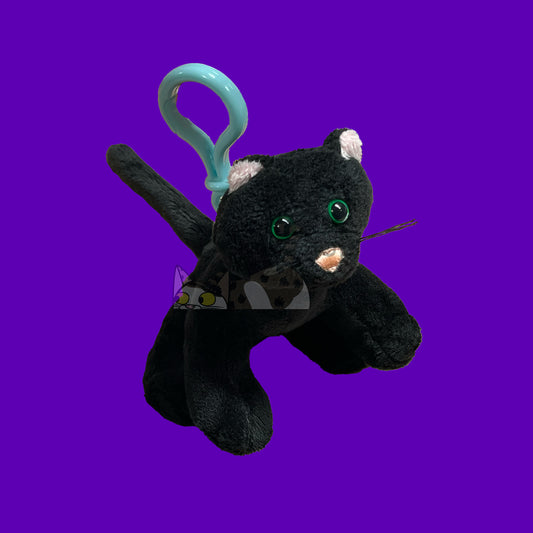 Made to Order Black Cat Webkinz Inspired Halloween Plush Clip On Keychain "Kinz Klip"