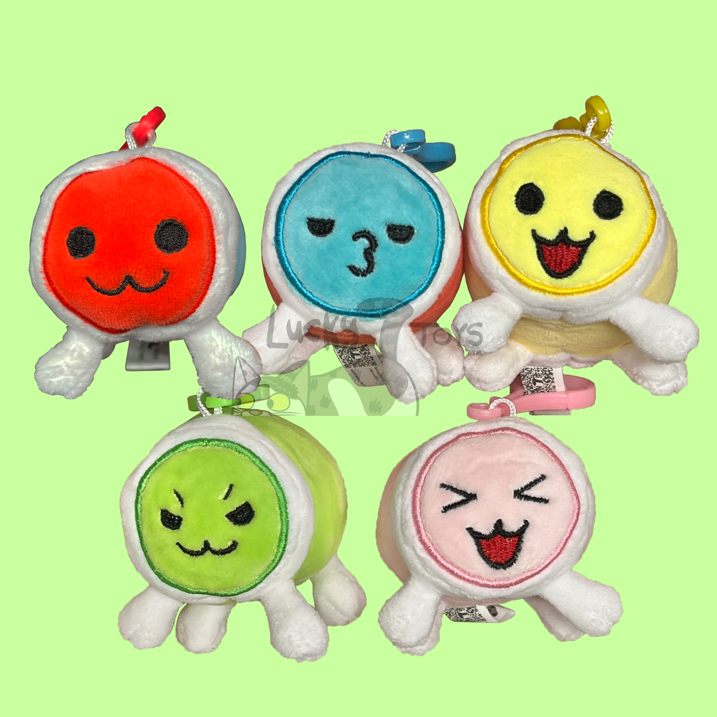 Taiko Drum 2.5 Inch Clip On Keychain 5 Inch or 10 Inch Plush Inspired by Taiko no Tatsujin (SHIPS IN 1-2 WEEKS)