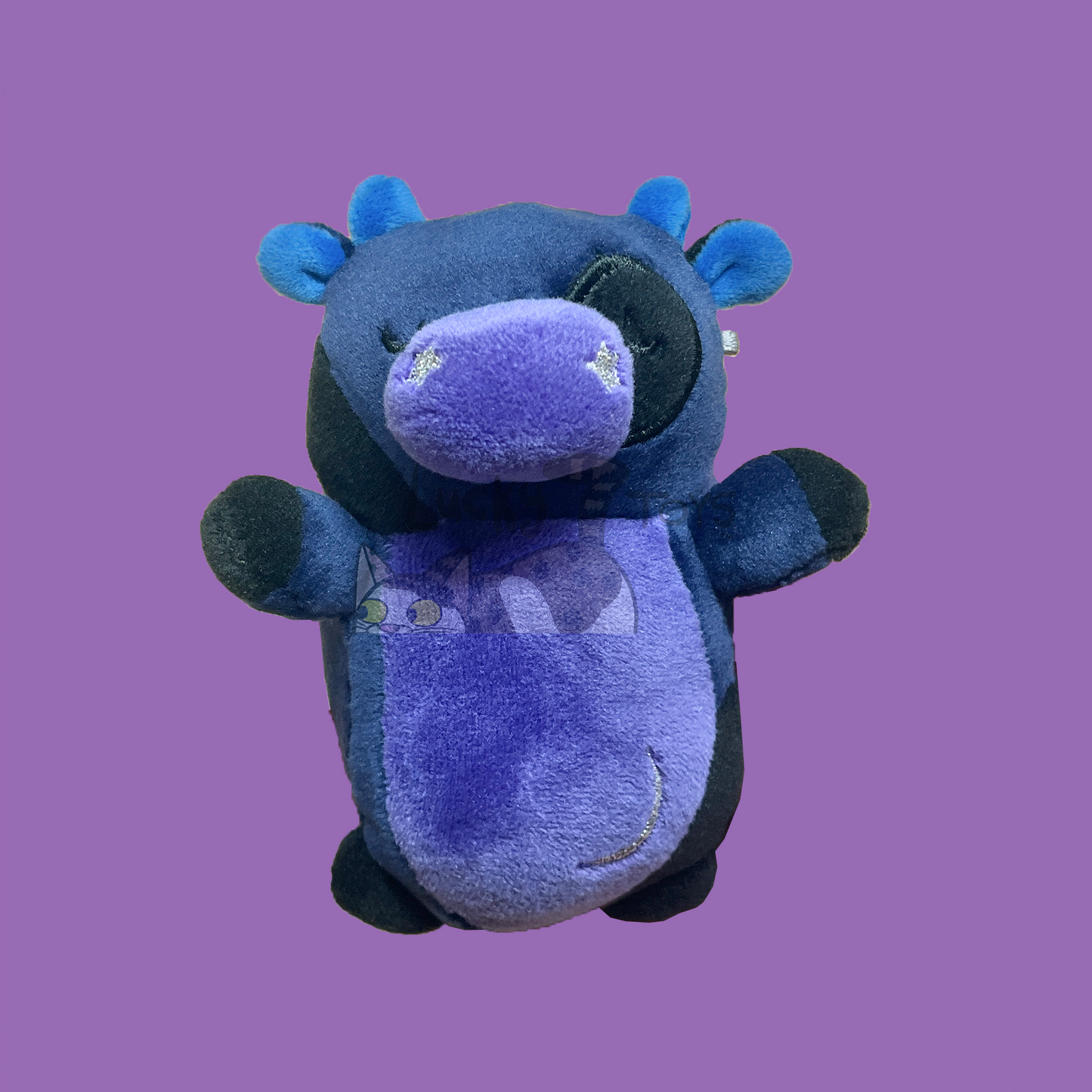 5" Squishy Dark Blue Black Purple Cow Plush with Star Nostrils and Moon on Belly (Pre-Made Clearance)