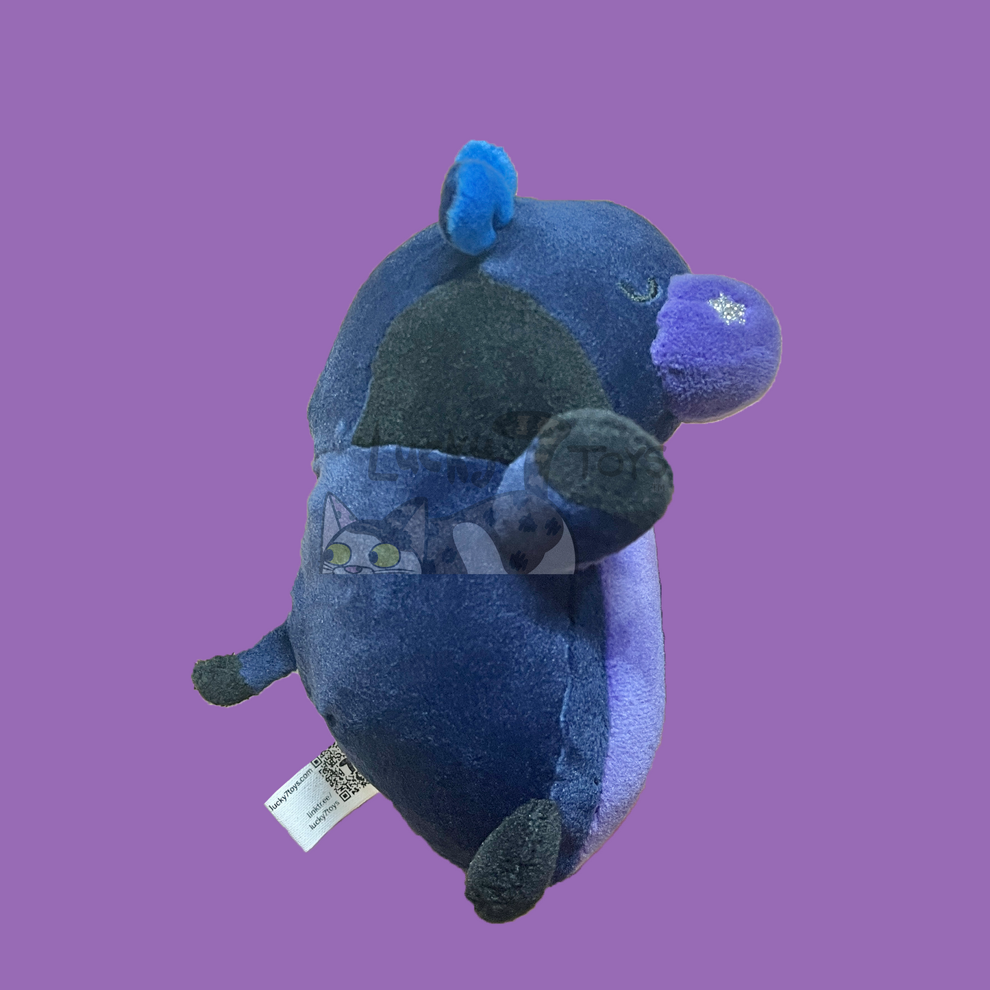 5" Squishy Dark Blue Black Purple Cow Plush with Star Nostrils and Moon on Belly (Pre-Made Clearance)