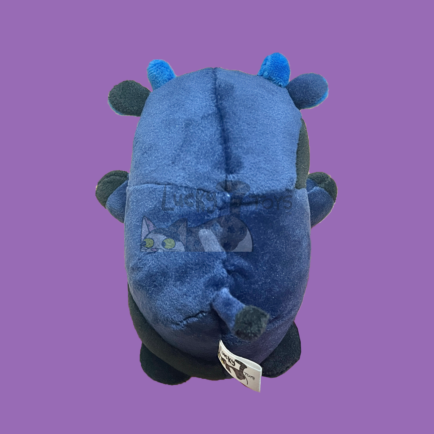 5" Squishy Dark Blue Black Purple Cow Plush with Star Nostrils and Moon on Belly (Pre-Made Clearance)