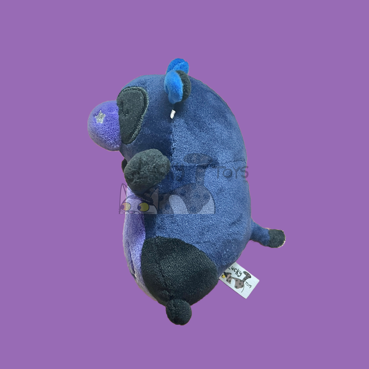 5" Squishy Dark Blue Black Purple Cow Plush with Star Nostrils and Moon on Belly (Pre-Made Clearance)