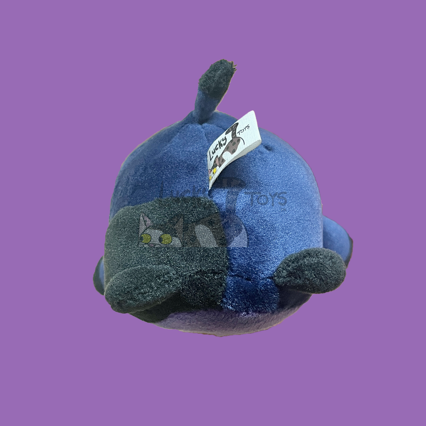 5" Squishy Dark Blue Black Purple Cow Plush with Star Nostrils and Moon on Belly (Pre-Made Clearance)