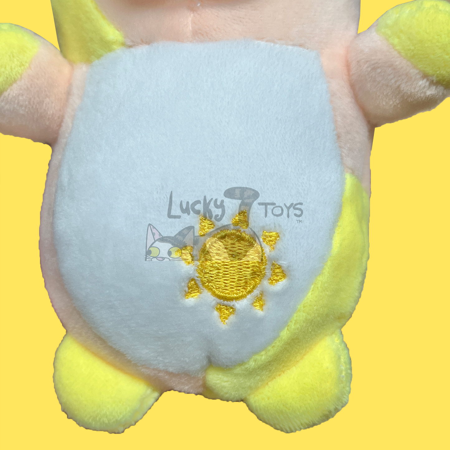 5" Squishy Yellow and Peach Sunny Spring Day Cow Plush with Flower Nostrils and Sun on Belly (Pre-Made Clearance)